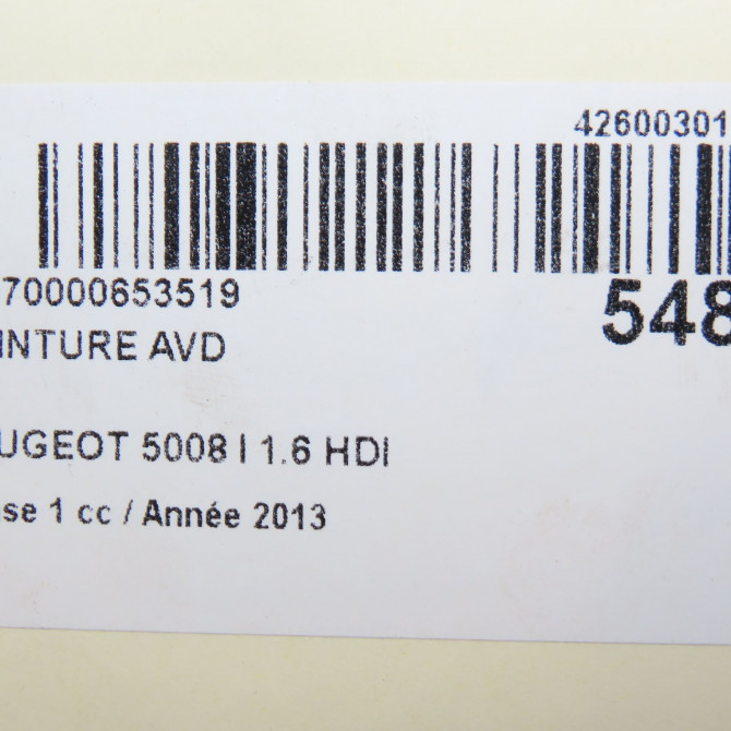 Ceinture avant droite occasion PEUGEOT 5008 I Phase 1 11-2009->12-2013 1.6 HDI 112ch 98019795XX 6