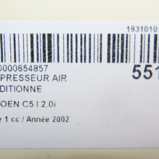 Compresseur air conditionne occasion CITROEN C5 I Phase 1 03-2001->09-2004 2.0i 6453JF 8