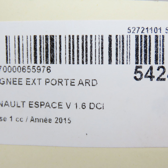 Poignee ext porte ard occasion RENAULT ESPACE V Phase 1 02-2015->... 1.6 DCI 160ch 806064489R 5