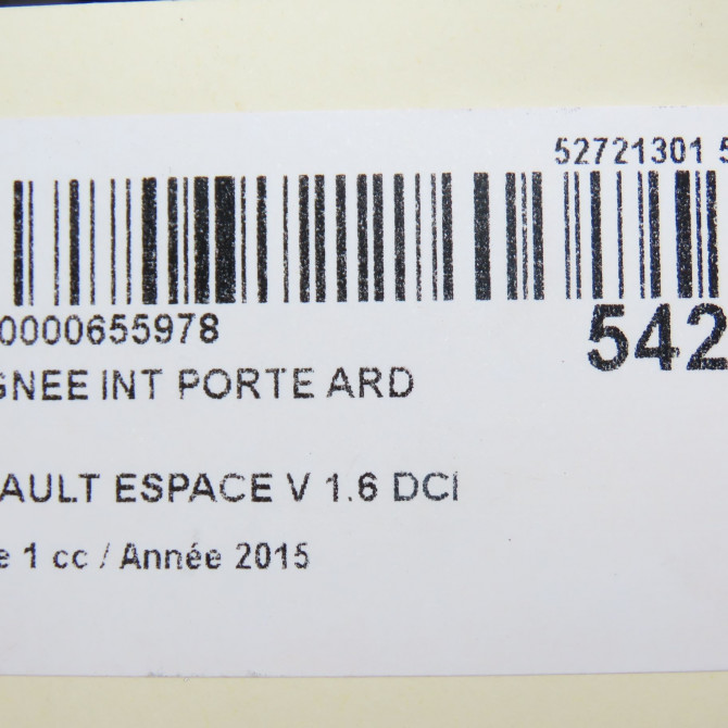 Poignee int porte ard occasion RENAULT ESPACE V Phase 1 02-2015->... 1.6 DCI 160ch 826725250R 4