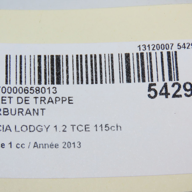 Volet de trappe carburant occasion DACIA LODGY Phase 1 01-2012->... 1.2 TCE 115ch 788306650R 4