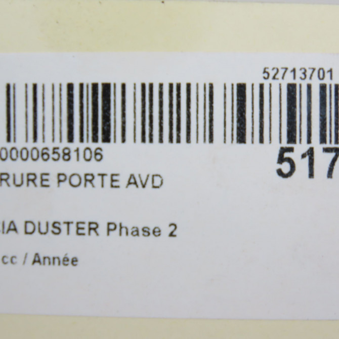 Serrure porte avd occasion DACIA DUSTER Phase 2 09-2013->... 805024778R 4