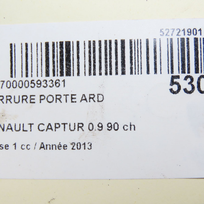 Serrure porte ard occasion RENAULT CAPTUR Phase 1 02-2013->... 0.9 90 ch 825005865R 8