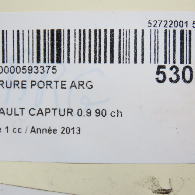 Serrure porte arg occasion RENAULT CAPTUR Phase 1 02-2013->... 0.9 90 ch 825012422R 8