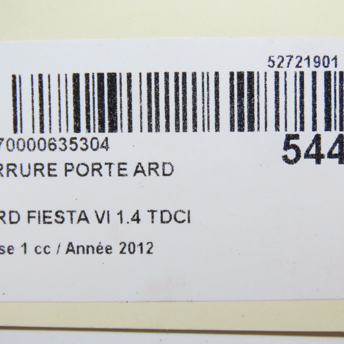 Serrure porte ard occasion FORD FIESTA VI Phase 1 10-2008->11-2012 1.4 TDCI 70ch 2053473 7