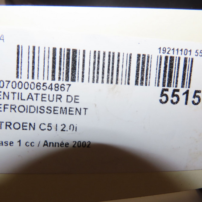 Ventilateur de refroidissement occasion CITROEN C5 I Phase 1 03-2001->09-2004 2.0i 1253Q8 6
