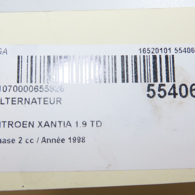 Alternateur occasion CITROEN XANTIA Phase 2 12-1997->06-2001 1.9 TD 90ch 5705K7 7