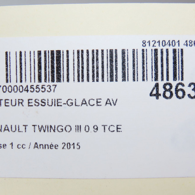 Moteur essuie-glace avant occasion RENAULT TWINGO III Phase 1 06-2014->... 0.9 TCE 12v 90ch 288102205R 7