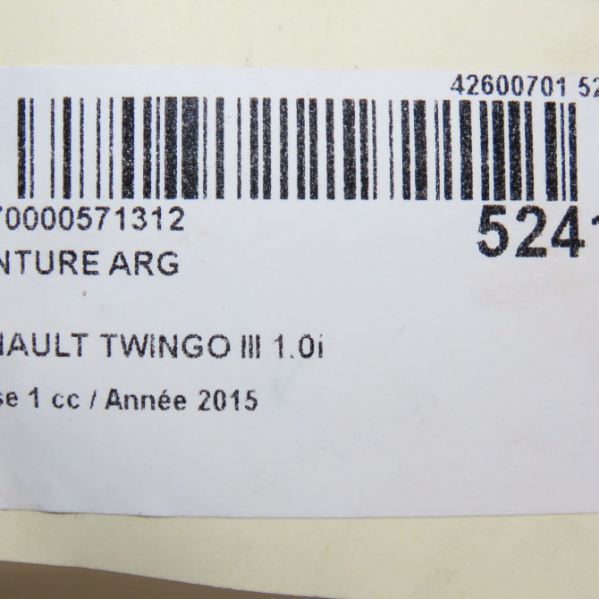 Ceinture arrière gauche occasion RENAULT TWINGO III Phase 1 06-2014->... 1.0i 70ch 888414032R 6