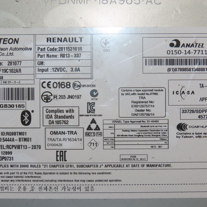 Autoradio occasion RENAULT TWINGO III Phase 1 06-2014->... 1.0 SCE 12v 70ch 280211484R 5