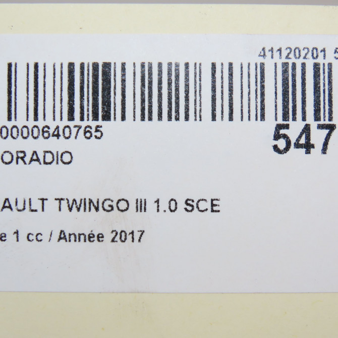 Autoradio occasion RENAULT TWINGO III Phase 1 06-2014->... 1.0 SCE 12v 70ch 280211484R 7