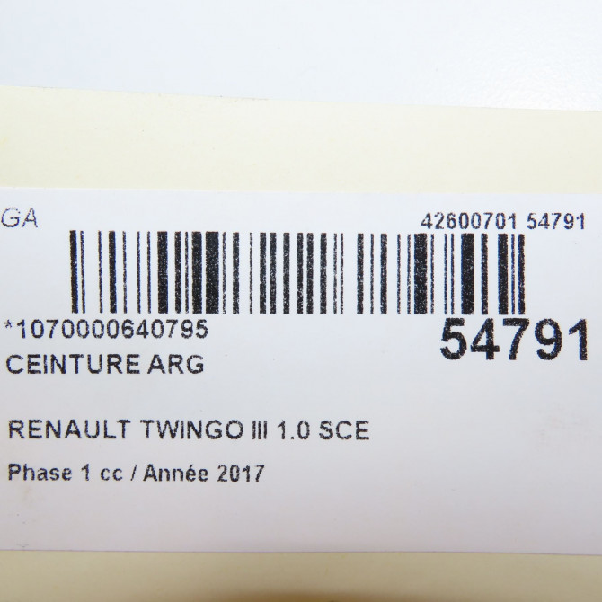 Ceinture arrière gauche occasion RENAULT TWINGO III Phase 1 06-2014->... 1.0 SCE 12v 70ch 888414032R 6