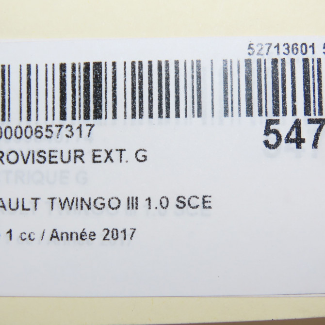 Retroviseur exterieur gauche occasion RENAULT TWINGO III Phase 1 06-2014->... 1.0 SCE 12v 70ch 6