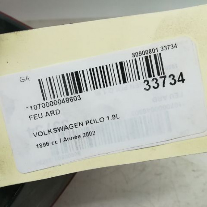Feu arrière droit occasion VOLKSWAGEN POLO IV Phase 1 01-2002->05-2005 1.9 SDI 6Q6945096G 4
