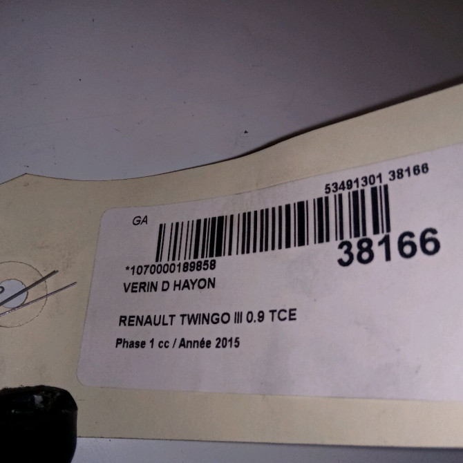 Verin droit hayon occasion RENAULT TWINGO III Phase 1 06-2014->... 0.9 TCE 12v 90ch 2