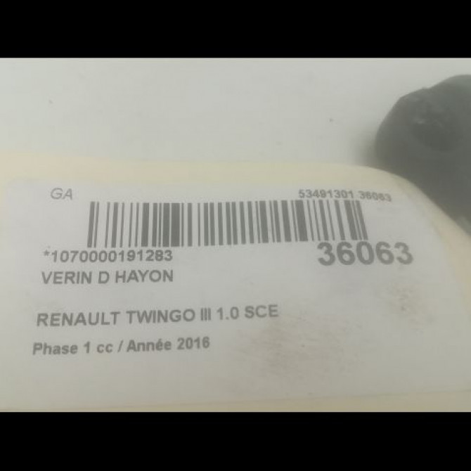Verin droit hayon occasion RENAULT TWINGO III Phase 1 06-2014->... 1.0 SCE 12v 70ch 2