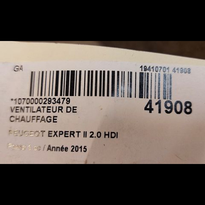 Ventilateur de chauffage occasion PEUGEOT EXPERT II Phase 1 01-2007->... 2.0 HDI 128ch 1613566380 3