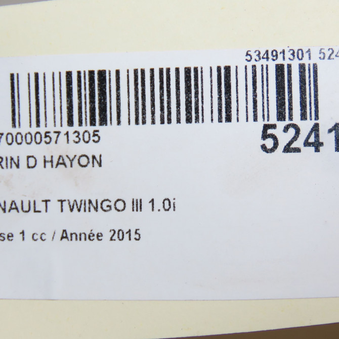 Verin droit hayon occasion RENAULT TWINGO III Phase 1 06-2014->... 1.0i 70ch 4