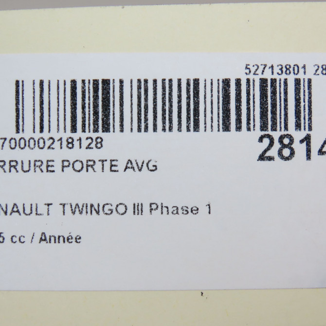Serrure porte avg occasion RENAULT TWINGO III Phase 1 06-2014->... 805030700R 7