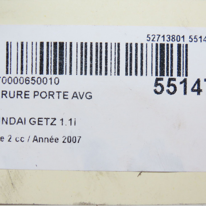 Serrure porte avg occasion HYUNDAI GETZ Phase 2 11-2005->10-2010 1.1i 813101C011 6