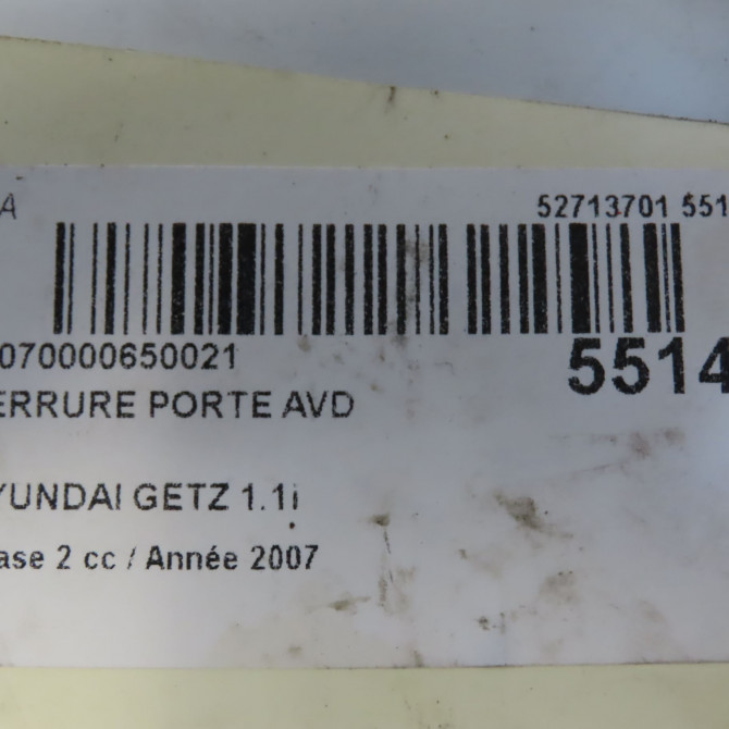 Serrure porte avd occasion HYUNDAI GETZ Phase 2 11-2005->10-2010 1.1i 813201C021 4