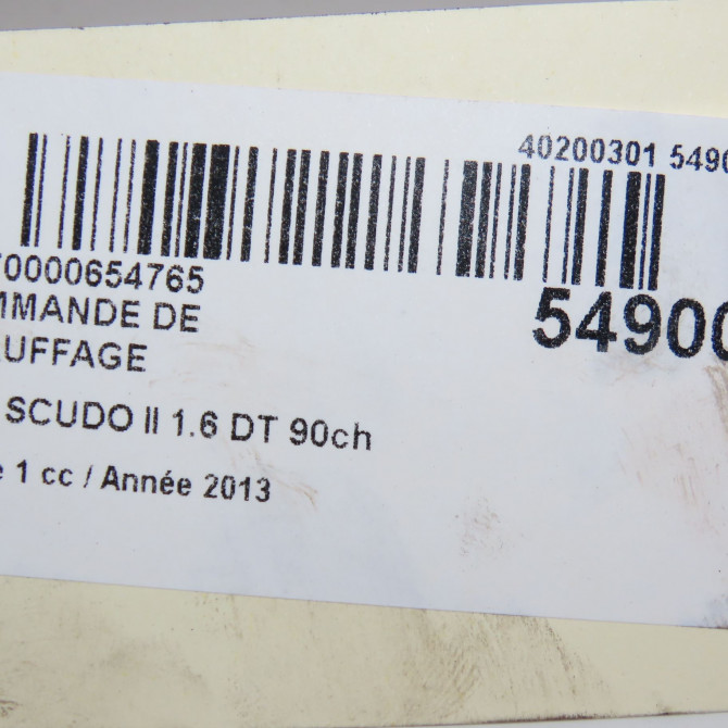 Commande de chauffage occasion FIAT SCUDO II Phase 1 04-2007->... 1.6 DT 90ch 5