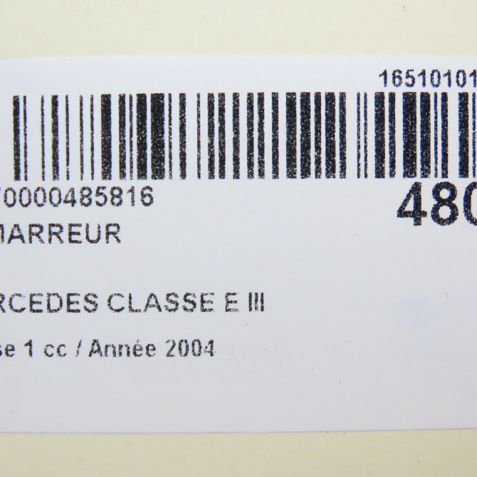Démarreur occasion MERCEDES CLASSE E III Phase 1 03-2002->06-2006 E270 CDI 177ch 51516601 7