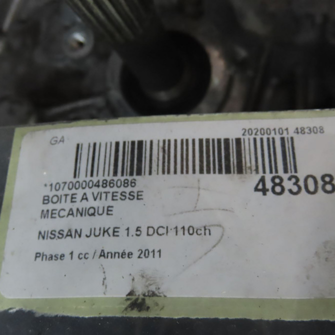 Boîte à vitesse mecanique occasion NISSAN JUKE Phase 1 09-2010->... 1.5 DCI 110ch 320101KG0CEX 6