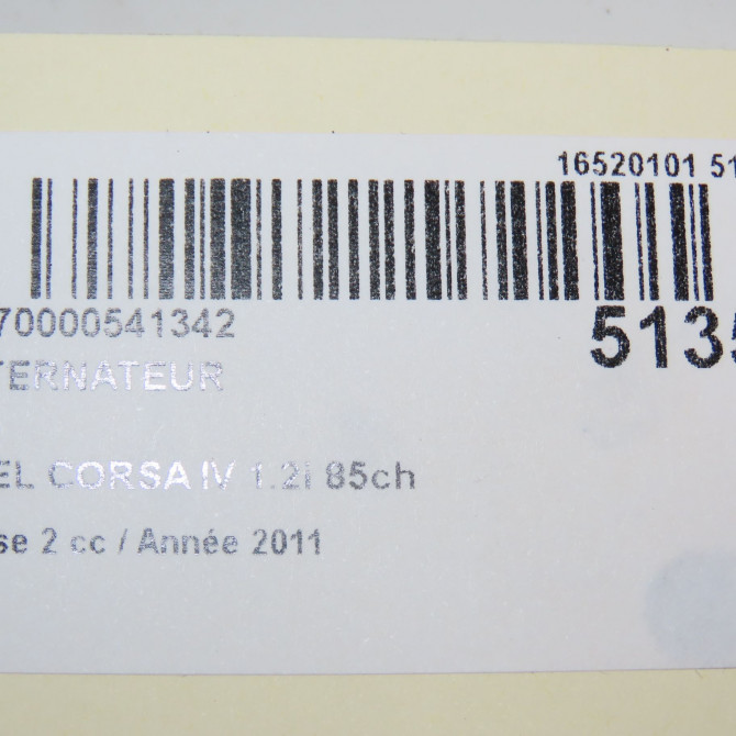 Alternateur occasion OPEL CORSA IV Phase 2 01-2011->03-2015 1.2i 85ch 93190139 8