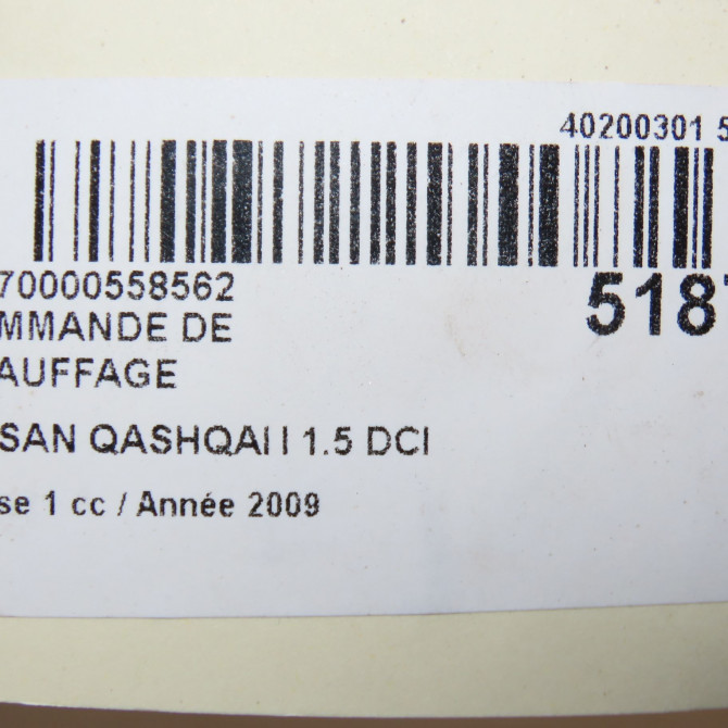 Commande de chauffage occasion NISSAN QASHQAI I Phase 1 01-2007->09-2010 1.5 DCI 106ch 27500JD45C 6