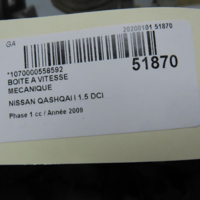 Boîte à vitesse mecanique occasion NISSAN QASHQAI I Phase 1 01-2007->09-2010 1.5 DCI 106ch 3201000Q8JEX 6
