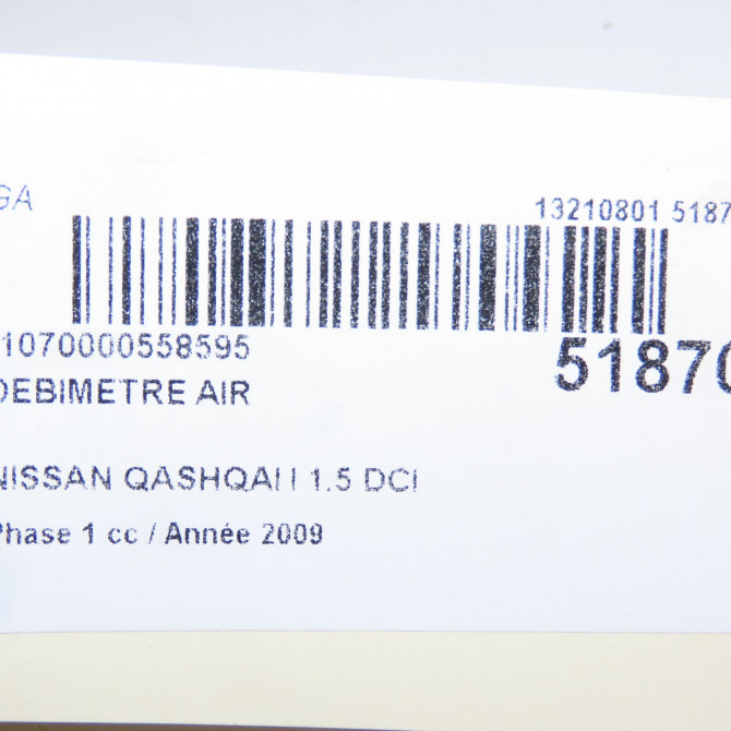 Debimetre air occasion NISSAN QASHQAI I Phase 1 01-2007->09-2010 1.5 DCI 106ch 1658000Q0A 7