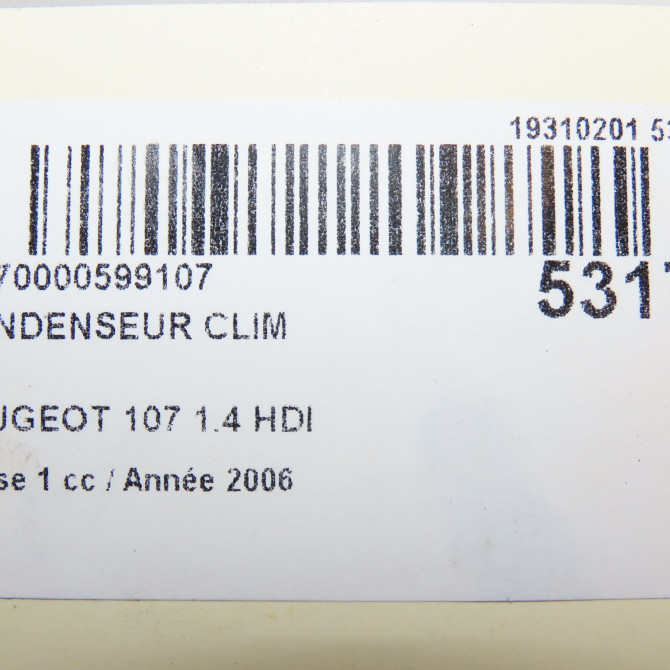 Condenseur clim occasion PEUGEOT 107 Phase 1 06-2005->12-2008 1.4 HDI 6455EE 5