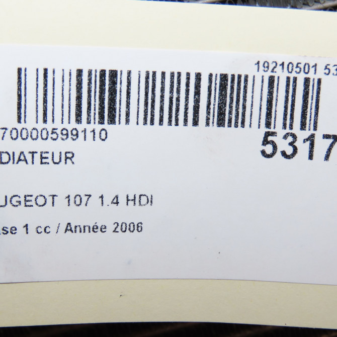 Radiateur occasion PEUGEOT 107 Phase 1 06-2005->12-2008 1.4 HDI 1330P3 4