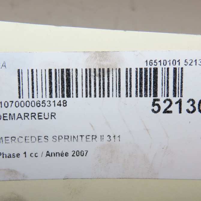 Démarreur occasion MERCEDES SPRINTER II Phase 1 06-2006->... 311 CDI 109ch 51516601 7