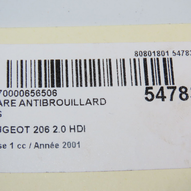 Phare antibrouillard avant gauche occasion PEUGEOT 206 Phase 1 09-1998->03-2009 2.0 HDI 6204T1 6