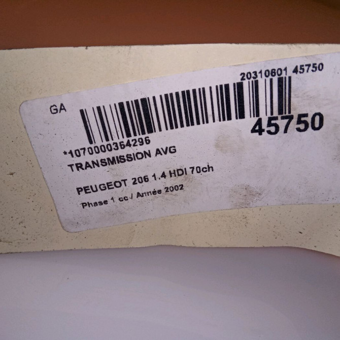 Transmission avant gauche occasion PEUGEOT 206 Phase 1 09-1998->03-2009 1.4 HDI 70ch 32725C 3