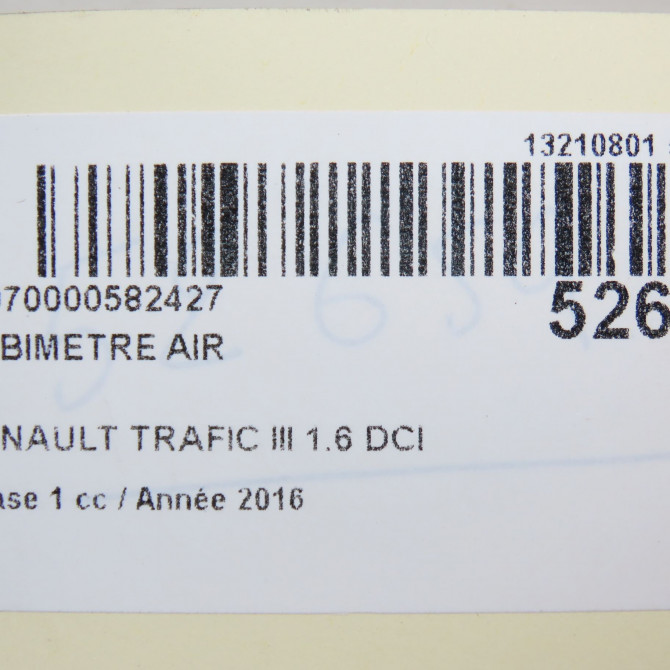 Debimetre air occasion RENAULT TRAFIC III Phase 1 06-2014->... 1.6 DCI 145ch 226807131R 5