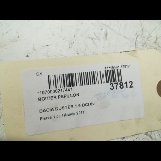 Boitier papillon occasion DACIA DUSTER Phase 1 03-2010->12-2013 1.5 DCI 8v 110ch 3