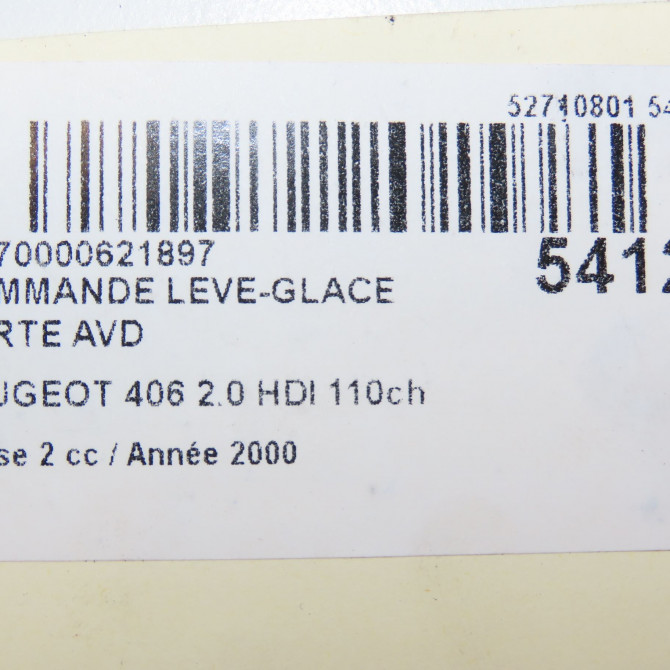 Commande lève-glace porte avant droite occasion PEUGEOT 406 Phase 2 04-1999->04-2004 2.0 HDI 110ch 6552ZZ 5