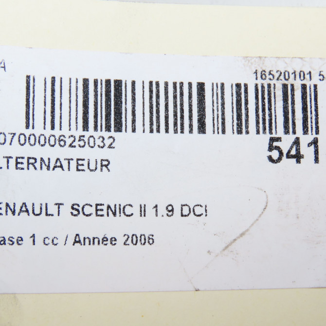 Alternateur occasion RENAULT SCENIC II Phase 1 03-2004->09-2006 1.9 DCI 130ch 8200667610 7