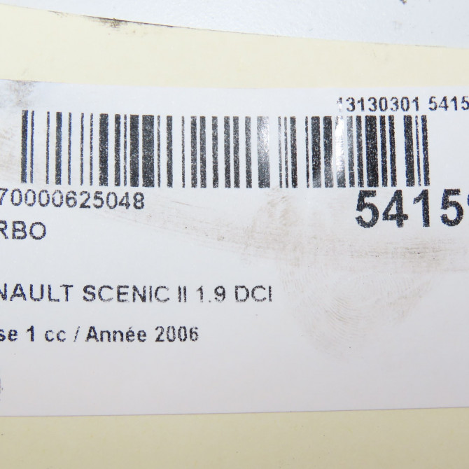 Turbo occasion RENAULT SCENIC II Phase 1 03-2004->09-2006 1.9 DCI 130ch 7711497573 7