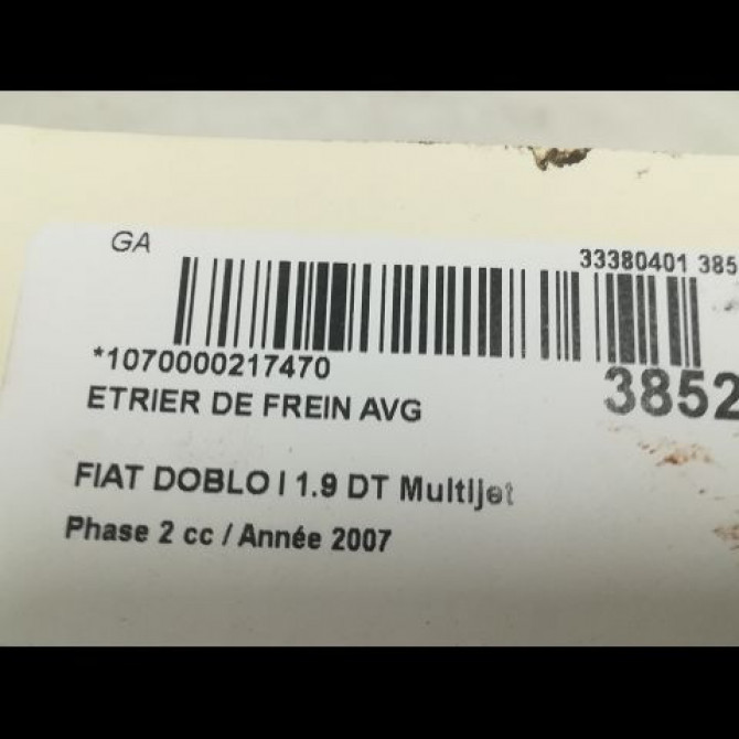 Etrier de frein avant gauche occasion FIAT DOBLO I Phase 2 01-2006->12-2009 1.9 DT Multijet 105CH 77363933 3