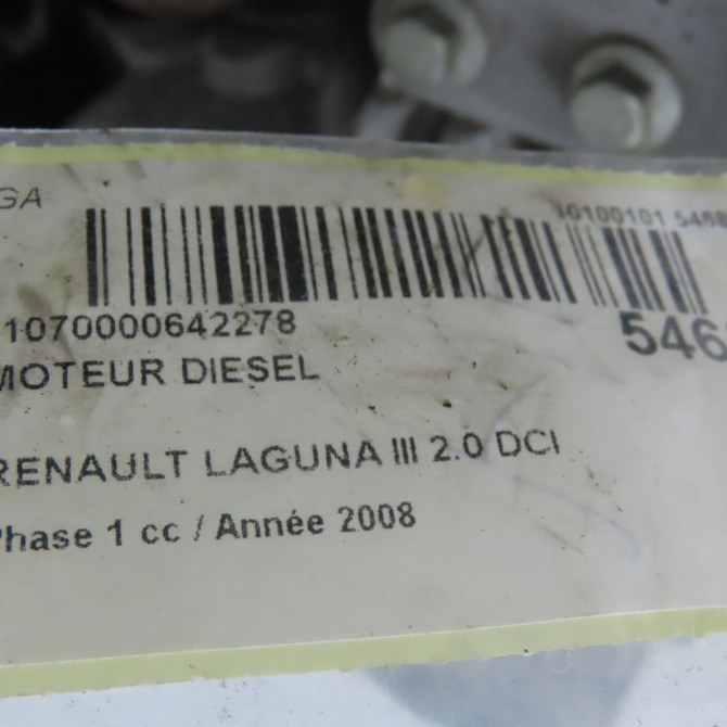Moteur diesel occasion RENAULT LAGUNA III Phase 1 10-2007->10-2010 2.0 DCI 130ch 7701478170 8