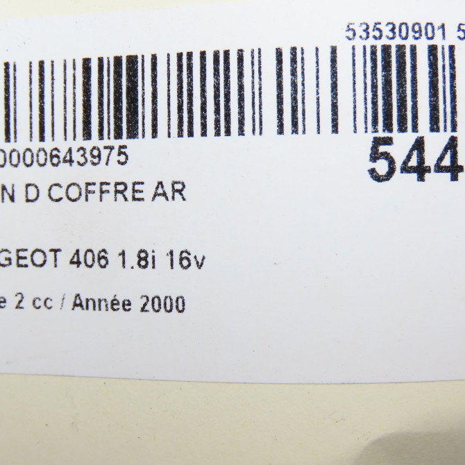 Verin droit coffre arrière occasion PEUGEOT 406 Phase 2 04-1999->04-2004 1.8i 16v 8731E9 3