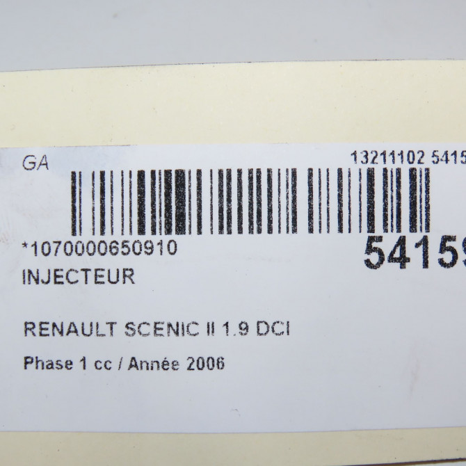Injecteur occasion RENAULT SCENIC II Phase 1 03-2004->09-2006 1.9 DCI 130ch 8200389369 5