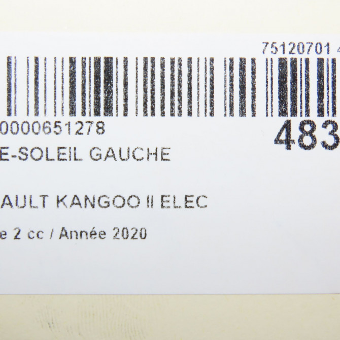 Pare-soleil gauche occasion RENAULT KANGOO II Phase 2 01-2013->... ELEC 8200430124 4