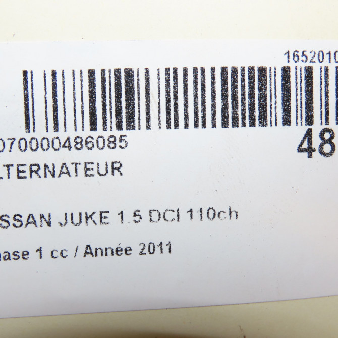 Alternateur occasion NISSAN JUKE Phase 1 09-2010->... 1.5 DCI 110ch 2310000Q2J 8