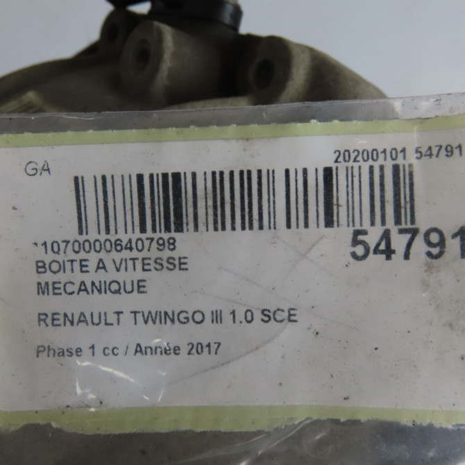 Boîte à vitesse mecanique occasion RENAULT TWINGO III Phase 1 06-2014->... 1.0 SCE 12v 70ch 320100833R 7