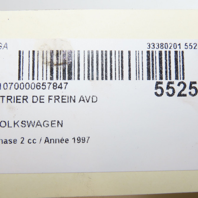 Etrier de frein avant droit occasion VOLKSWAGEN TRANSPORTER IV Phase 2 03-1996->06-2003 2.5 TDI 102ch 7D0615124 6